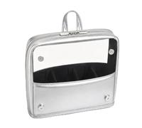 YDR Standing Makeup Brush Bag - Clear Portable Travel Cosmetic Pouch, Large Capacity Foldable Makeup Brush Holder, Water-Resistant Professional Makeup Tool Case for Women & Artists, silver, Daily