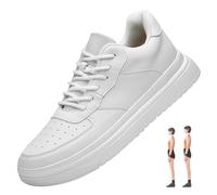 YDRABFLE Men's White Sports Sneakers, Elevator Shoes, Height Increase Insole 8Cm, Size 40 EU (9 US), Casual Shoes
