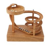 YDRCESMI Kinetic Art Perpetual Motion Machine Ornament Desk Non Stop Rolling Ball Toy Science Physics Gadget Desktop Decoration (Transparent) (Wood Grain)