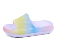 ydscsci Girls Boys Slides kids Pool Slippers Shower Thick Sole Non-Slip Comfy Bathroom Shoes Rainbow 10 UK Child