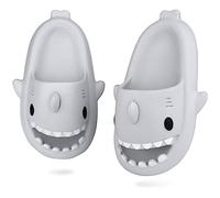 ydscsci Kids Shark Sliders Boys Girls Comfy Soft Cloud Slippers Beach Pool Shower Antislip Sandals Grey Size 6.5/7.5 UK Child