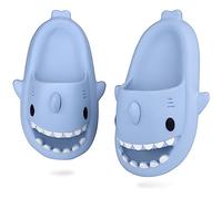ydscsci Kids Shark Sliders Boys Girls Comfy Soft Cloud Slippers Beach Pool Shower Antislip Sandals Haze blue Size 8/8.5 UK Child