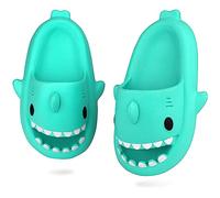 ydscsci Kids Shark Sliders Boys Girls Comfy Soft Cloud Slippers Beach Pool Shower Antislip Sandals Mint green Size 10/11 UK Child