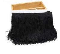 YdseozOA 10M 15CM Lace Fringe Trim Tassel Chainette Fringe Trimming Ribbon for DIY Latin Dance Dress Embellishment Clothes Accessories Lace Ribbon-Black