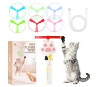 YdseozOA 7 pcs Interactive Cat Toy,Cat Fetch Toy Pet Toy for Cats, 1 White Launcher and 3 Normal Frisbees and 3 Glow-in-the-Dark Frisbees, for Interactive, Training, Chasing, and Tag