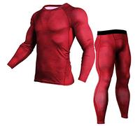YDSH Compression Long Sleeve Mens Base Layer Skin Tights Top + Leggings Set,Men's Compression Base Layers Set Long Sleeve T-shirt Long Tights Set Fitness
