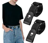 YDSW Buckless Belt for Men Women 2 Pcs, Adjustable No Buckle Belts for Men Invisible Elastic Belts Durable Comfortable No Show Belt Unisex for Jeans Shirts Trousers Black