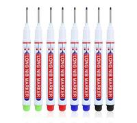 YDSW Long Nib Marker Pen 8pcs, Waterproof Construction Marker Pens Colorful Extended Deep Hole Marker Pens for Woodworking Construction Tile Marking (Black/Blue/Red/Green)