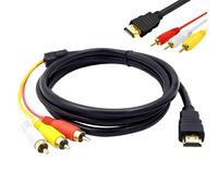 YDSW RCA to HDMI Adapter, 1.5m HDMI to 3 RCA AV Cable AV to HDMI Converter Audio Video Adapter for 1080P HDTV DVD LCD Projectors Transmitter (Only Supports HDMII to RCA)