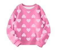 Ydsxlp Hoodies Girl Day Sweatshirt For Girls Cute Heart Printed Crewneck Kids Sweaters Children Casual Fashion Outfits Sweaters Hoodies Kids (Pink, 3-4 Years)