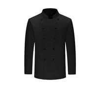Ydsxlp Men's Chef Jacket Shirts Summer Banded Collar Button Down Shirt Classic Chef Short Sleeve Jacket Coat Men Solid Regular Fit Loose Shirts Lightweight Comfy Chefs Workwear(A01-Black,M)
