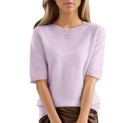Ydsxlp Womens Knitted Jumpers Casual Crew Neck Short Sleeve Summer Tops Elegant Solid Knitted Sweater Casual Blouse Shirt Knitwear Lightweight Comfort Jumper Loose Fit Pullover Tops(PP1,XL)
