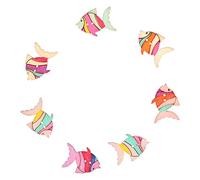 YDuupxe 50pcs Fish Pattern Wooden Buttons for Kids Crafts Colorful Deco with Poplar Material Ideal for Sewing Projects and DIY Accessories
