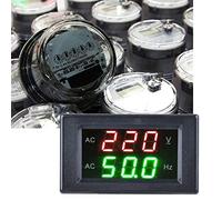 YDuupxe AC Voltmeter Meter Frequency Digital Voltage Transformer Power Energy LCD Display Panel Multimeter for 60 Hz Generator, LED Display of AC Voltage and Frequency in the Same (Black)