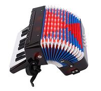 YDuupxe Accordion, 17 Key 8 Bass Musical Piano Keyboard Toy for Beginners, with Retractable Leather Strap, ABS Plastic Material, Rhythm Training Instrument for Kids