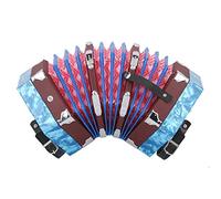 YDuupxe Concertina Instrument Sky Blue Accordion, Solid Wood and Leather, Adjustable Hand Strap, 20 Buttons for Beginners and Performers (Sky Blue)