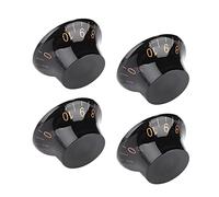 YDuupxe Guitar Knobs Bass Volume Control Parts Speed Knob for with Black Letters, 4pcs Guitar for Electric (Black Knob Gold Lettering)