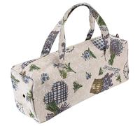 YDuupxe Large Fabric Knitting Needles Bag, Elegant Purple Flower Patterned Yarn Organizer, Storage Tote for Makeup, Desktop, Travel, Bedroom, and Living Room (Purple Flower)