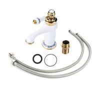 YDuupxe Lift Turn Mixer Tap Brass Construction 60cm Hose Easy Installation for Bathroom Sink (White)