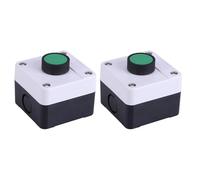 YDuupxe Push Button Switch Box, 2Pcs Momentary IP54 Weatherproof Gate Opener Control Switch for Gate Opener Green AC Contactor Relay