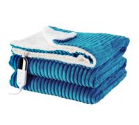 YDW Electric Heated Throw Blanket - 180x200cm Stripe Flannel Electric Overblanket for Sofa Bed Office Use, 6 Heat Levels&10 Time Settings, Machine Washable, Teal, Double