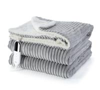 YDW Electric Heated Throw Blanket - 180x200cm Stripe Flannel Electric Overblanket for Sofa Bed Office Use, 6 Heat Levels&10 Time Settings, Machine Washable, Gray, Double