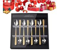 YDware Long Handle Ice Tea Spoon Set, 7.87 Inch Gradual Change Gold Ice Cream Spoons, Stainless Steel 18/10 Cocktail Stirring Spoons in Black Gift Box, Set of 8