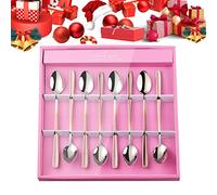 YDware Long Handle Ice Tea Spoon Set, 7.87 Inch Gradual Change Rose Gold Ice Cream Spoons, Stainless Steel 18/10 Cocktail Stirring Spoons in Pink Gift Box, Set of 8