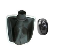 YDXHERTA 6 Speed Shifter Handle Stick Boot for Renault Laguna Mk3 2007-2015 Manual Gear Shift Knob Leather Gaiter Boot Cover Lever Auto Parts(Black knob and Boot)