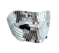 YDYAENIO Adult Glitter Ball Mask Half Face Party Prop Sparkling Mirror for Women and Men(Silver)
