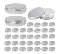 YDYAENIO metal tins with lids 5-50Pcs 5ml-100ml Empty Silver Aluminum Tins Cans Screw Top Round Candle Spice With Lid Containers(50ml x5pcs)