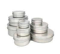 YDYAENIO metal tins with lids 50pcs Cosmetics Container Aluminum Candle Jar Empty Tin Metal Silver With Lids Lip Balm Pot Screw Cream Box 15g 30g 50g 80g 100g(40g-56mm by 22mm)