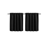 YDYAENIO Short Curtain Blackout Kitchen Short Curtains Waffle Weave Tier Window Curtain Rod Pocket Living Room Bedroom Solid Small Panels Drapes Decor(Black,W132xH46cm)