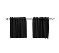 YDYAENIO Short Curtain Kitchen Blackout Window Curtains Thermal Insulated Short Curtain Living Room Bedroom Rod Pocket Waffle Weave Tier Small Panels(Black,132x76cm)