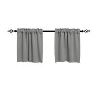 YDYAENIO Short Curtain Kitchen Blackout Window Curtains Thermal Insulated Short Curtain Living Room Bedroom Rod Pocket Waffle Weave Tier Small Panels(Grey,132x46cm)