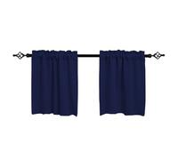 YDYAENIO Short Curtain Kitchen Blackout Window Curtains Thermal Insulated Short Curtain Living Room Bedroom Rod Pocket Waffle Weave Tier Small Panels(Blue,85x76cm)