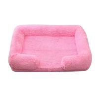 YDYAENIO Square Dog Bed Plush Pet Winter Thickened Pad House for Dogs Cat Sofa Flyffy Sleeping Removable Mat(Pink,S 42X35CM)