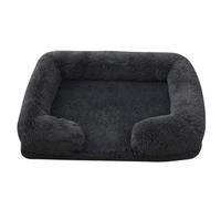 YDYAENIO Square Dog Bed Plush Pet Winter Thickened Pad House for Dogs Cat Sofa Flyffy Sleeping Removable Mat(Dark Grey,XL 110X70CM)