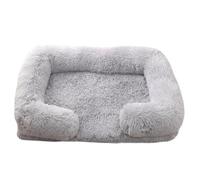 YDYAENIO Square Dog Bed Plush Pet Winter Thickened Pad House for Dogs Cat Sofa Flyffy Sleeping Removable Mat(Light Grey,S 42X35CM)