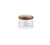 YDYAENIO Storage Jars 1pc Glass Jar with Wooden Lid Sealed with Stopper Round Ball Knob Transparent Storage Jar Suitable for Storing Spices(S 300ML)