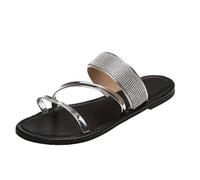 YDYAENIO Summer Women's Gold Silver Patent Leather Flat Heel Sandals(Color 1,40)