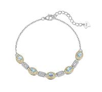 YDYDTTKD 925 Sterling Silver And Natural Gemstone Bracelet Inlay Faceted Oval Birthstone Bangle Shiny Micro Hemmed Cubic Zirconia Wristbands Luxury Banquet Charm Jewellery
