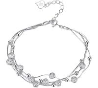 YDYDTTKD 925 Sterling Silver Three Lives Bracelet - Minimalist Geometric Bangle for Women with Eternal Love Symbolism (Silver)