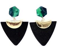 YDYDTTKD Drop Earrings Triangle Wooden Gold Color Hexagon Acetic Acid Stud Jewelry Women B/B