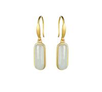 YDYDTTKD Hetian Jade Sapphire Cabochon Dangle Drop Earring Earrings For Women Girls- elegant Ovalshape Hook Earrings, Birthday With