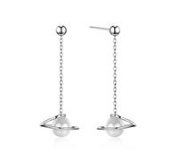 YDYDTTKD Ladies earrings S925 Sterling Silver Crystal Pearl Pendant Personality Celestial Rotation Party Exquisite Jewelry