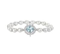 YDYDTTKD Pearl Bracelets For Women Sterling Silver Inlay Faceted Oval Crystal Birthstone Bangle Sparkle Beaded Cuff Wristbands Luxury Baroque Banquet Charm Jewellery