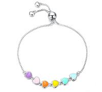 YDYDTTKD Rainbow bracelets 925 silver colorful love heart chain women sterling jewelry The great for