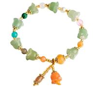 YDYDTTKD Women's Aventurine Crystal Beads Bracelet Flower Charm Lilies of The Valley Rose Chakra Gem Quartz Bracelet for Feng Shui Wealth
