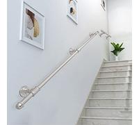 YDYFC Handrails for Stairs - 3m/3.6m/4m/5.2m - Silver, Wall Mount Staircase Banister Corridor Anti-Skid Safety Grab Bar for Elderly Kids, Metal Wrought Iron Hand Rails Railing for Indoor and Outdoor